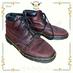 Vintage Doc Martens 6 Eye Oxblood Cherry Red Leather Combat Boots Mens UK 6
